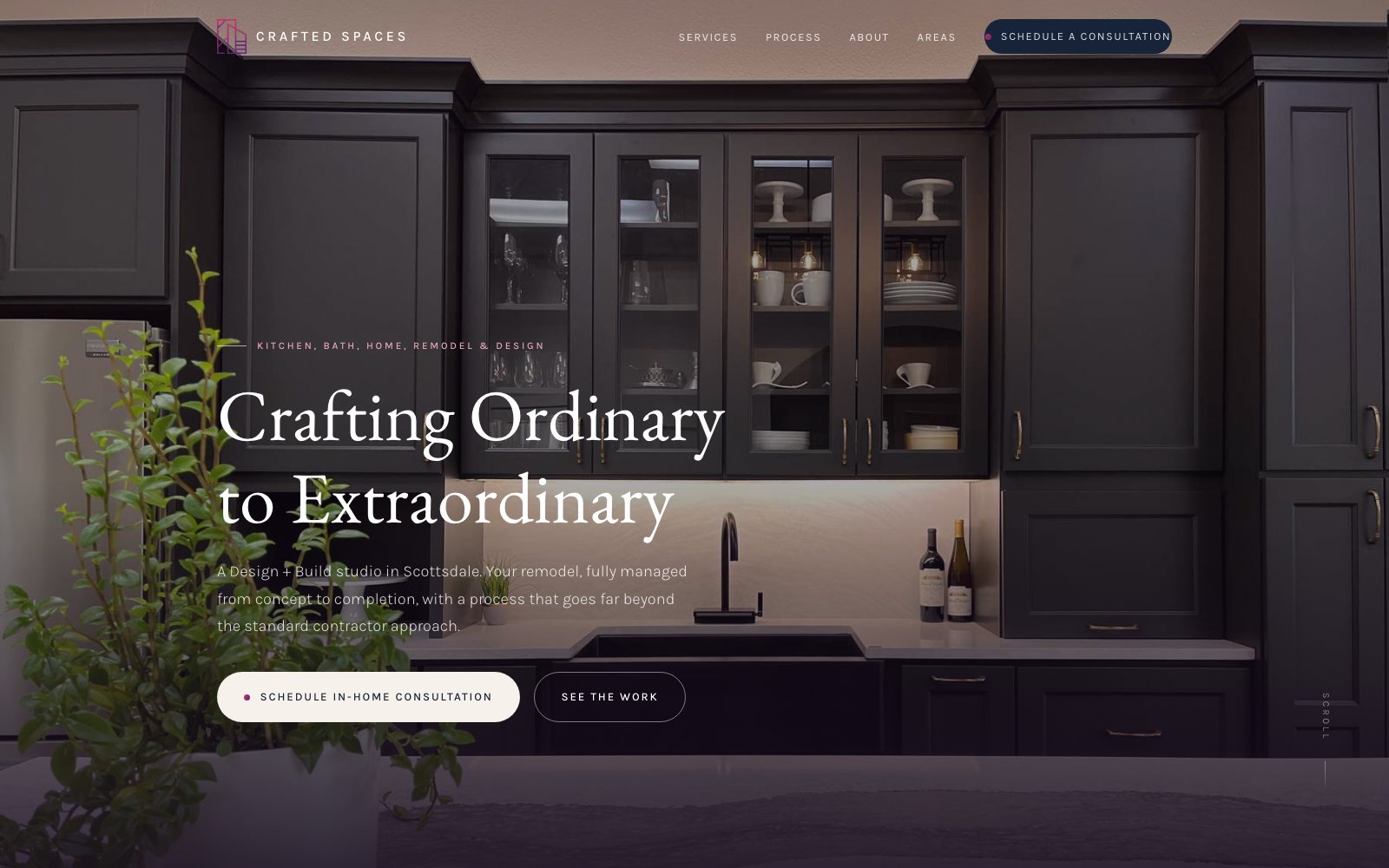 The new Crafted Spaces Design + Remodel homepage concept
